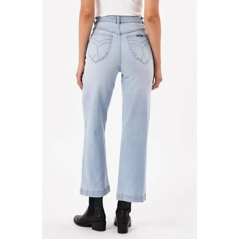 NWT! ROLLA'S WOMEN‎ Sailor Sophie Crop Wide Leg Jeans Light Blue SIZE-27 - Picture 2 of 12